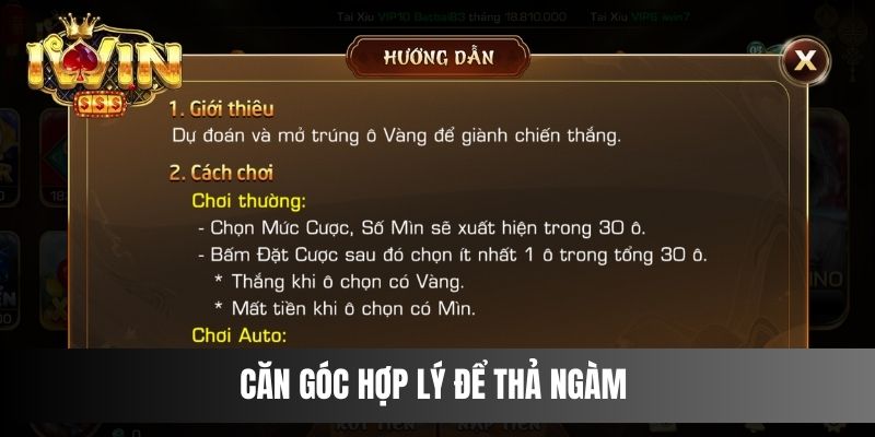 Căn góc hợp lý để thả ngàm 